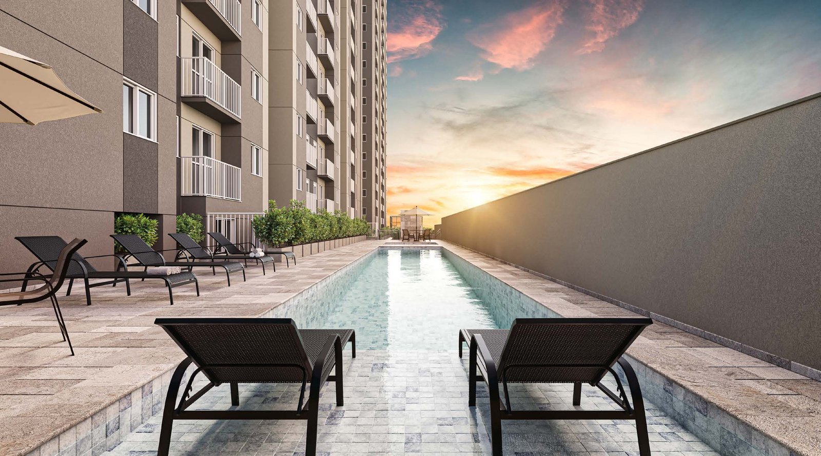 Piscina Adulto com Deck Molhado e Piscina Infantil